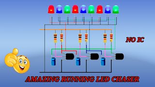 amazing running led chaser | no ic led chaser | bc547 led flasher | led chaser