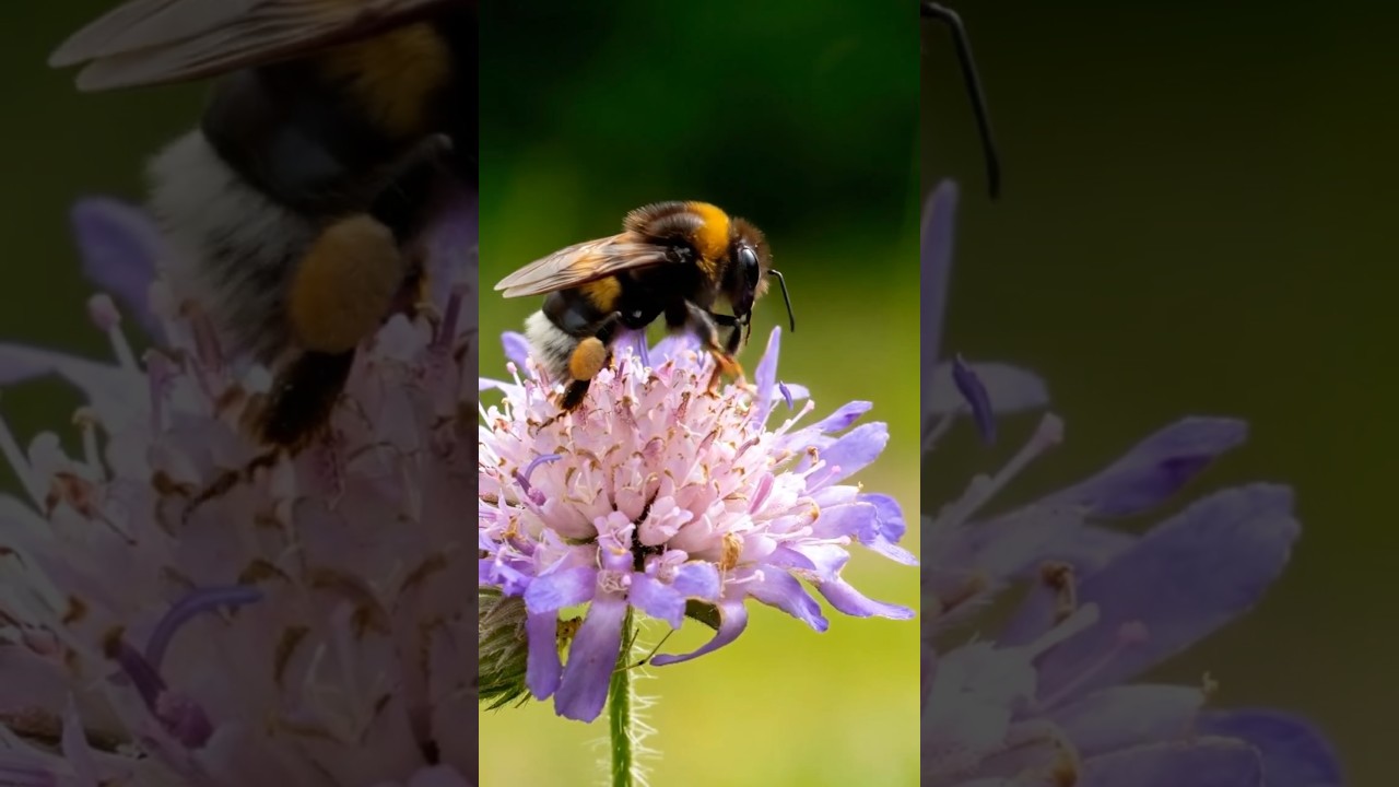 This Tiny Bee Keeps Nature Alive 🐝🌸 #shorts#Bee #Bumblebee #Wildlife #Nature #MacroPhotography