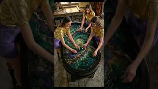 Satisfying Epoxy Pour: Creating an Emerald & Gold Masterpiece