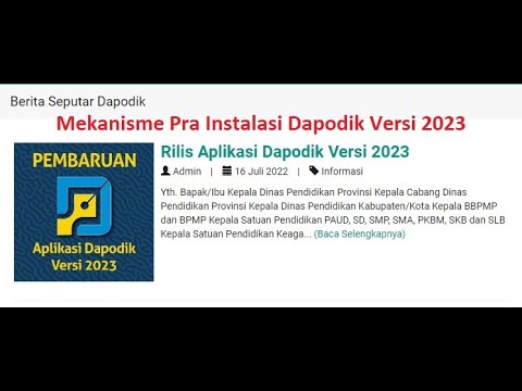 Makanisme Pra Instalasi Dapodik Versi 2023