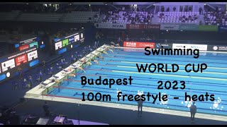 Swimming WORLD CUP - Budapest - 100m freestyle - heats / Světový pohár v plavání Budapešť