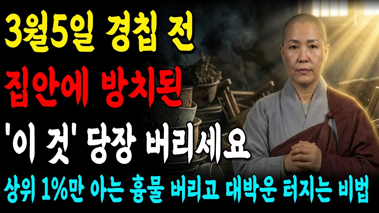 3월 5일 경칩이 오기 전, 집안에 방치된 '이것' 3가지를 무조건 버리세요. 가난 귀신이 박살 나고 10년 대운이 폭포수처럼 쏟아집니다 | 재물운 | 풍수비방 | 액운소멸