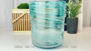 Color mixed speckled cylindrical glass container luxury candle jars wholesale