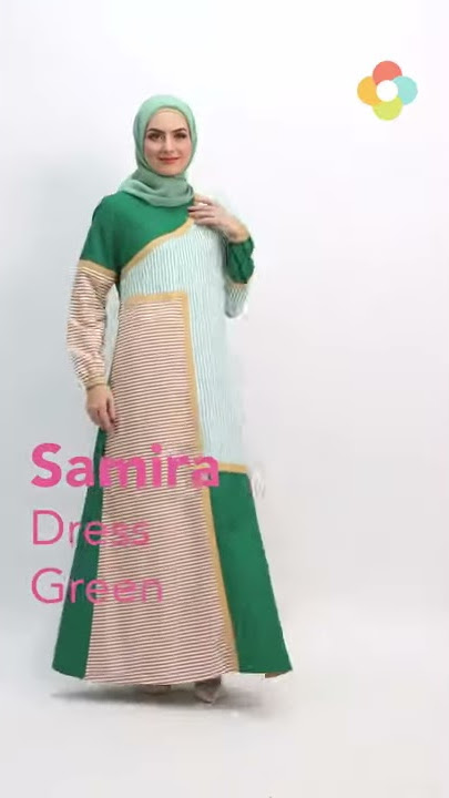 Samira Dress Green - MyRin - Gamis Katun Funky