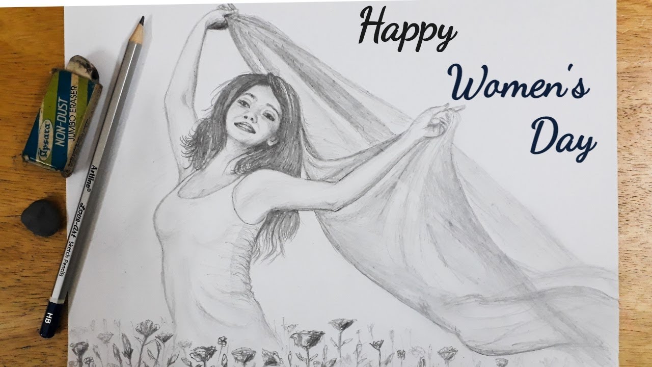 Women's Day Sketch  | Figure drawing using just one HB Pencil ...