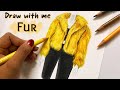 Faux Fur | Pencil blending technique | Fashion illustration  | Art Studio by Srabani