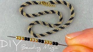 Ожерелье из бисера своими рками | Как сделать Спиральный жгут из бисера | Украшения из бисера