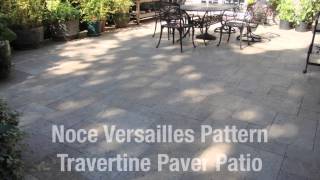 Noce Versailles Pattern Travertine Patio Pavers by Rock Bottom Tile and Stone, LLCo
