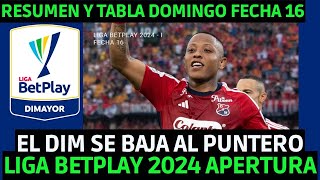 TABLA DE POSICIONES LIGA BETPLAY - TABLA DE POSICIONES LIGA BETPLAY 2024 APERTURA FECHA 16 DOMINGO