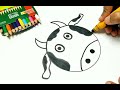 Drawing &amp; coloring Cow from basic shapes Circle, How to draw &amp; paint for kids, Coloring activity