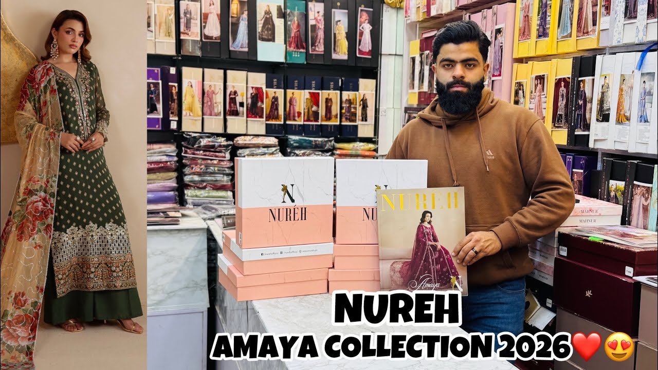 NUREH AMAYA UNSTICHTED LUXURY EMBROIDERED CHIFFON COLLECTION 2026 | UNSTICHTED CHIFFON COLLECTION 26