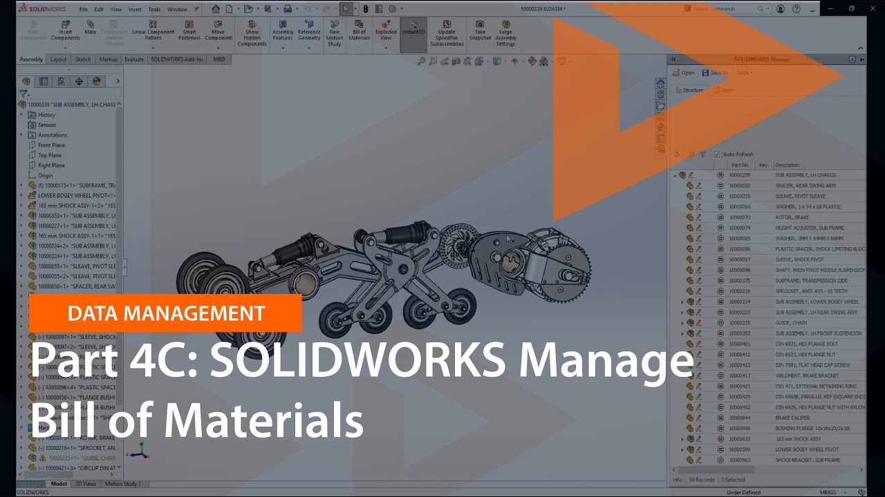 Data Management Part 4C : SOLIDWORKS Manage BOMs - YouTube