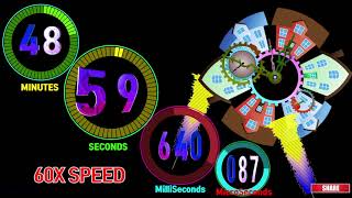 [Speed 60x] Colorful Clock 99 minutes 59.999 seconds  timer  countdown alarm🔔microseconds Wealth