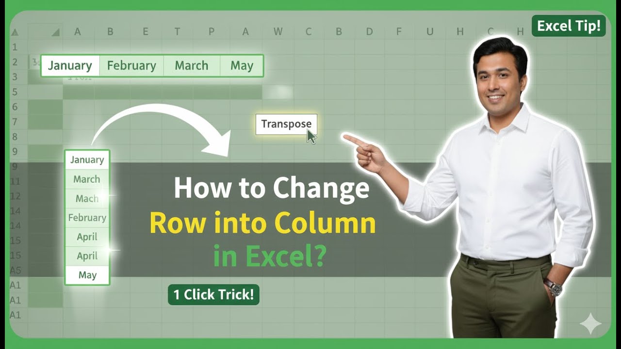 How to transpose row to column in Excel? - YouTube