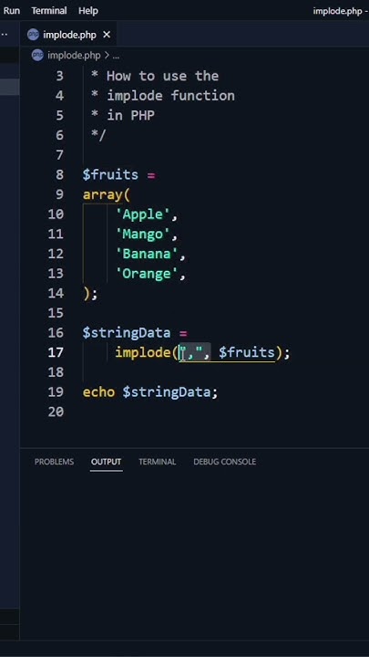 How to use the implode function in PHP #shorts - YouTube