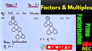 🌲Prime Factorization Factor Tree Method | Class 5 Maths Chapter 5 | Factor tree of 30, 16, 70👈