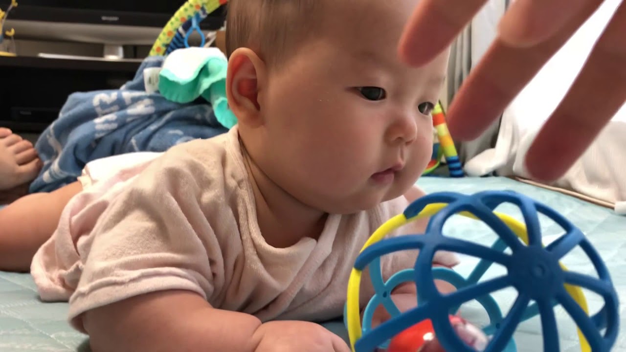成長記録 うつ伏せでおもちゃ遊びにチャレンジ 生後0歳4ヶ月赤ちゃん あおちゃんねる Youtube