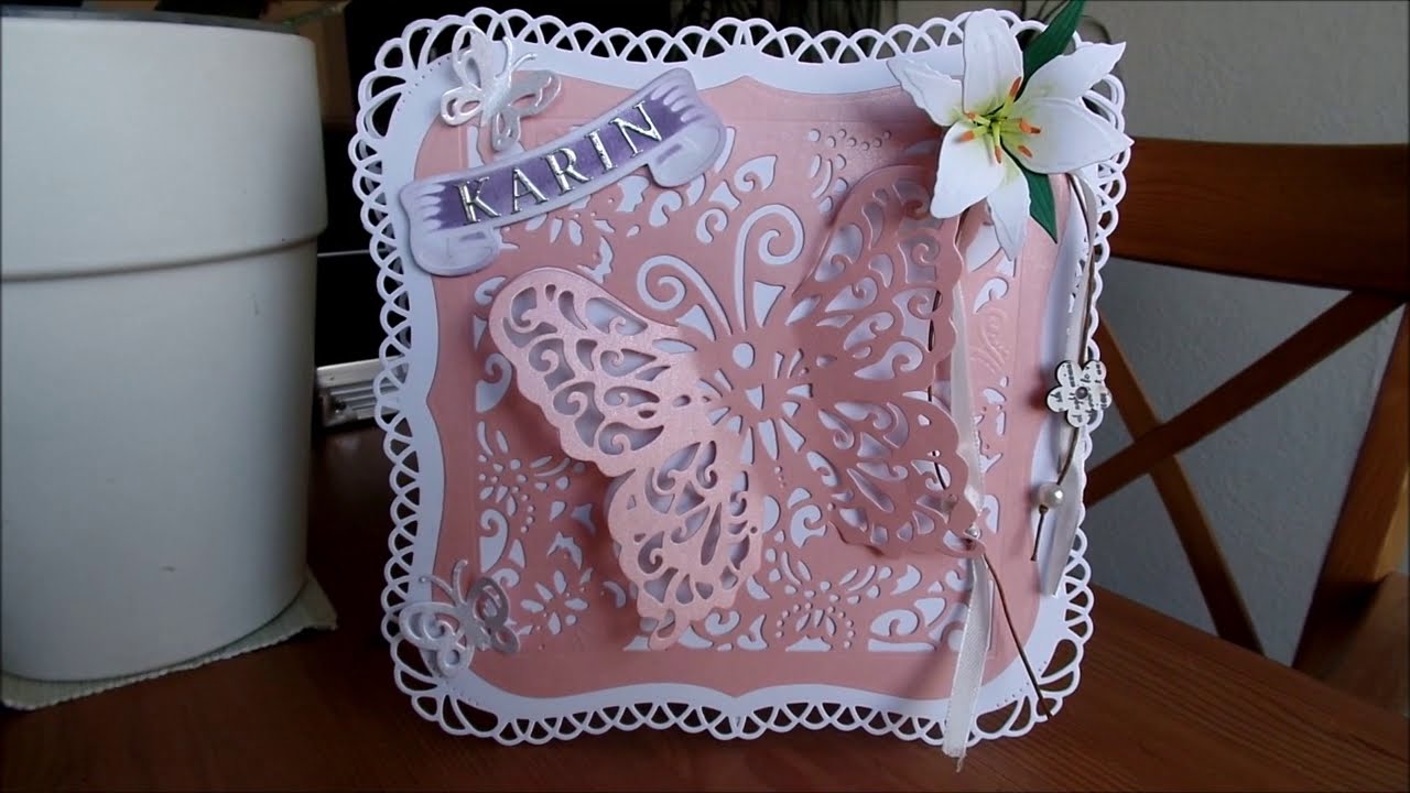 Butterfly XL Card - Spellbinders LF-018/Crafters Companion Lace Butterfly