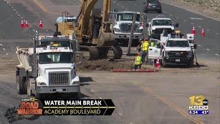 Water main break causes lane closures through weekend in south Colorado Springs