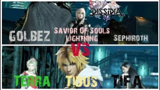 Dissidia NT Lightning ,Golbez & Sephiroth vs Tidus, Terra & Tifa 3v3 Match