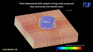 3D analysis of large tank on ground (fine mesh model with 300,000 nodes)