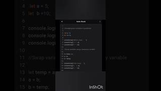 Swapping two variables in javascript. #htmltags #html  #java #coder #coding #code #js #javascript #c