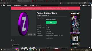 Failed At Sniping Purple Coin Of Zarc Free Ugc Limited On Roblox