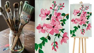 Easy Art with Suvarna | Soft Pink Blossom Acrylic Painting screenshot 3