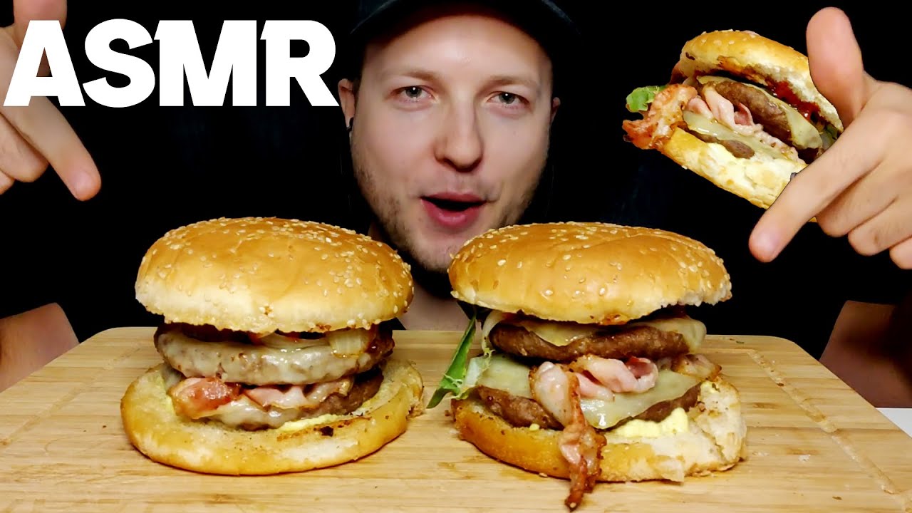 ASMR HOMEMADE DOUBLE BACON CHEESEBURGER MUKBANG | Chill Down Asmr