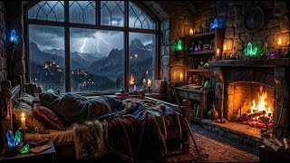 Thunderstorm Ambience ⚡ Sleeping Inside a Wizard Tower (10 Hours)