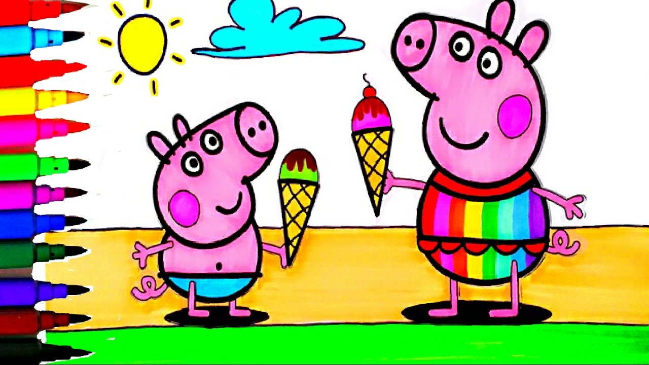 Peppa Pig BEST Coloring Book Pages Peppa and George Summer Fun Kids Fun Art  Activities