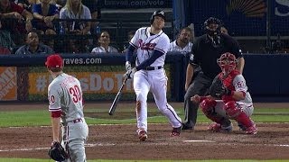 PHI@ATL: Freeman lines a triple of the wall in 10th