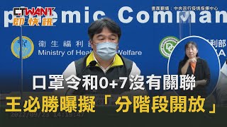 CTWANT 生活新聞 / 口罩令和0+7沒有關聯　王必勝曝擬「分階段開放」