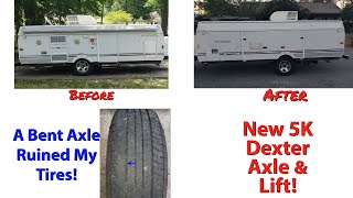 My Fleetwood Highlander Niagara PopUp Camper Gets a New Axle & Lift to Fix a Tire Wear Problem!
