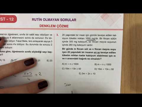 KAREKÖK TYT Matematik Rutin Olmayan Sorular Test-12 (Denklem Çözme)Anlatımlı Çözümleri