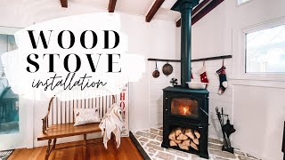 INSTALLING OUR WOOD STOVE! How To  Install a Wood Stove Start to Finish | Shiplap Walls DIY Hearth by Our Little Nest 31,584 views 1 year ago 11 minutes, 47 seconds