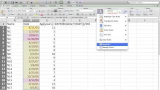 Excel conditional formatting: How to highlight based on age