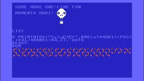 One-line Commodore 64 BASIC worms pattern