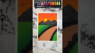 🌄✨Easy Sunset Scenery Drawing #shorts #art #drawing #oilpastel News