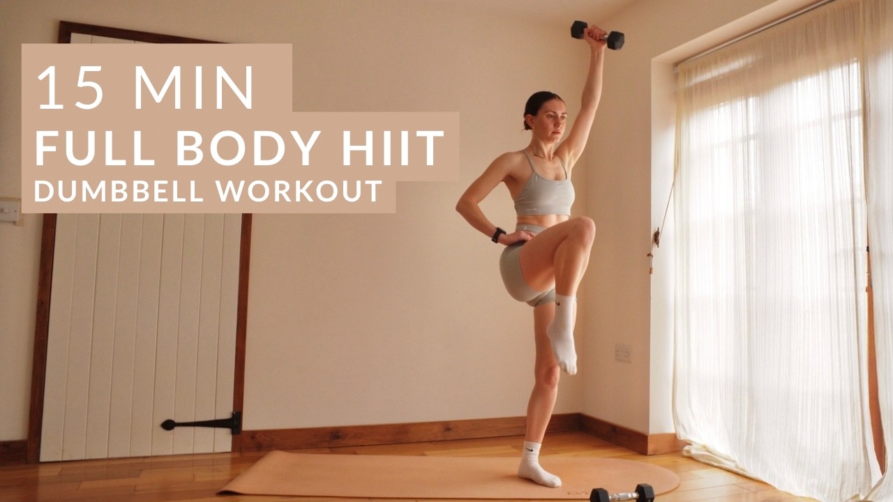 15 MIN Full Body HIIT Workout | quick & intense dumbbell workout for ...