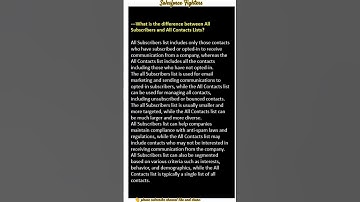 What is the different between all Subscribers and all contacts List  ? #interview #salesforce