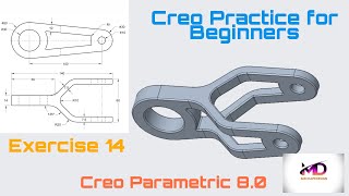 Creo Practice Exercise- 14 for Beginners II Creo Part Modeling Tutorial II Mechapedesign
