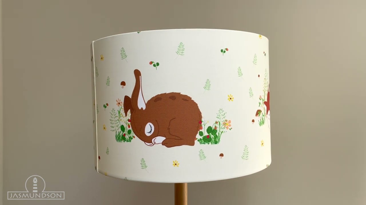 Lampe Waldtiere Kinderzimmer mit Fuchs Hase Reh aus BIO Baumwolle - Alle Farben möglich - Handarbeit