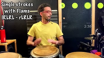 Congas technique tutorial - Flams exercise n.1 - 5min. workout (play along)