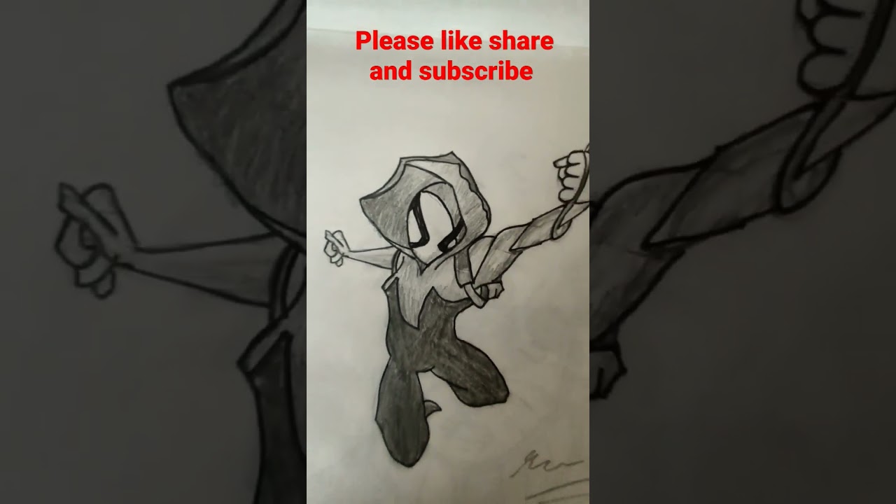 # spider gwin on hanging string sketch inspired by cartooning club