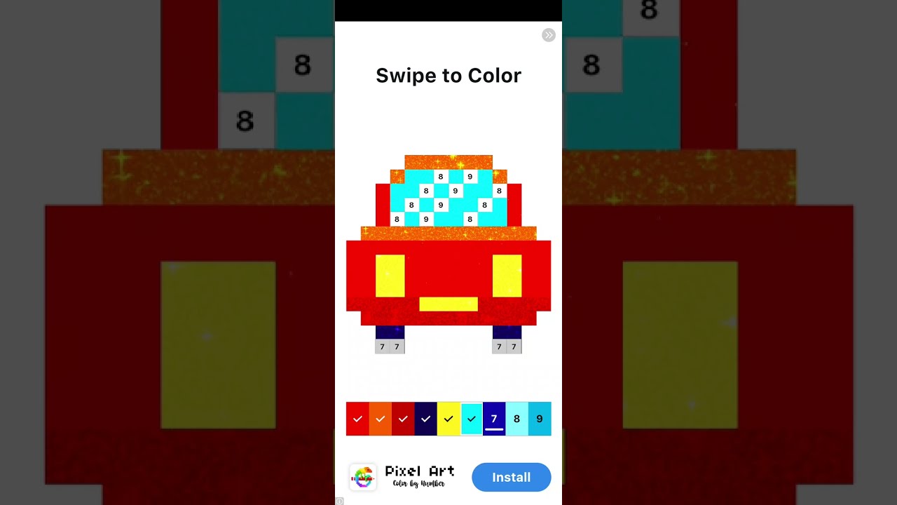 Pixel Art - color by number ad #4 & demo play encore (iOS Android)