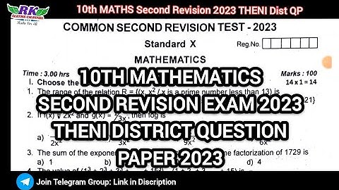 TN 10th Maths|Second Revision Exam 2023|THENI District Question Paper 2023|English Medium