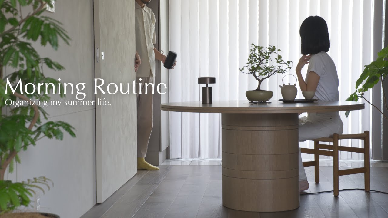 【夏のモーニングルーティン】新居、朝6時起床で充実する朝活 | 掃除でお部屋リセット｜火を使わないオープンサンド