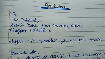 Application for full fee concession || write the application to your principal ||