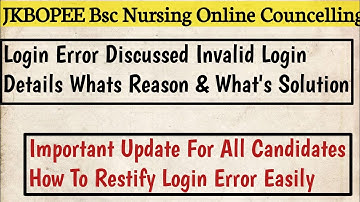 JKBOPEE Important Update For All Login Error ❌ Discussed || Solution Is Here ✅ ||